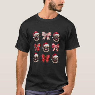 Camiseta Pug Natal Santa Hat Coquette Arcos Cachorros