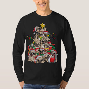 Camiseta Pug natalino Tree Papais noeis de Cachorro Xmas Fe