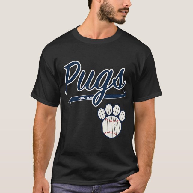 Camiseta Pug NEW YORK Roteiro de Beisebol (Frente)