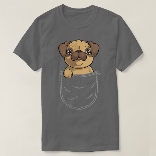 Camiseta Pug no saco de bolso de mama (Frente do Design)