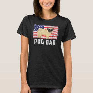 Camiseta Pug Pai American Flag 4° Dia Da Independência De J