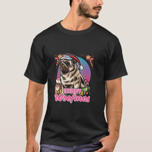 Camiseta Pug Papai Noel Café Mug Feliz Cães de Natal Lo
