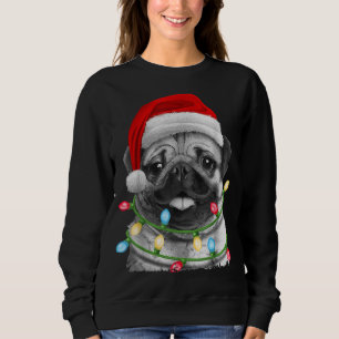 Camiseta Pug Papais noeis Árvore de Natal Luzes Xmas Menino
