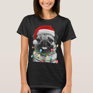 Camiseta Pug Papais noeis Árvore de Natal Luzes Xmas Pugmas