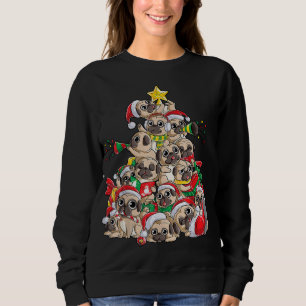 Camiseta Pug Papais noeis de Cachorro de Árvore de Natal Fe