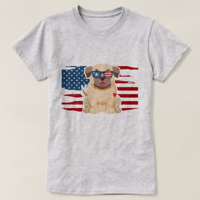 Camiseta Pug Patriótico (Frente do Design)