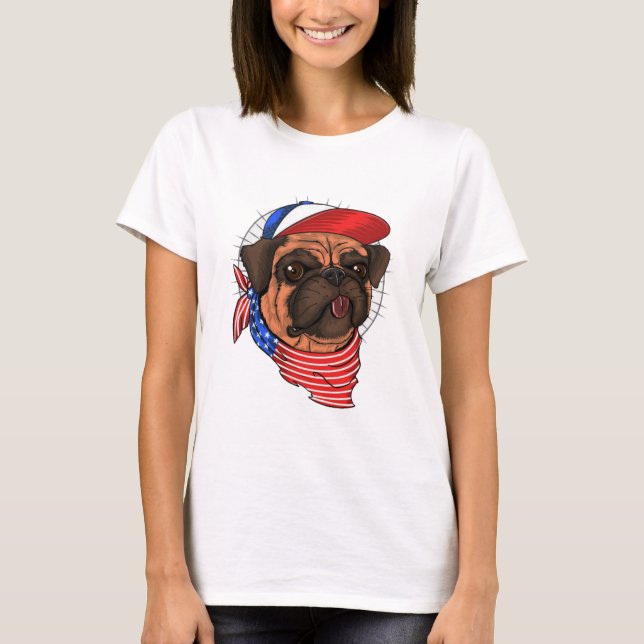 Camiseta Pug Patriótico (Frente)