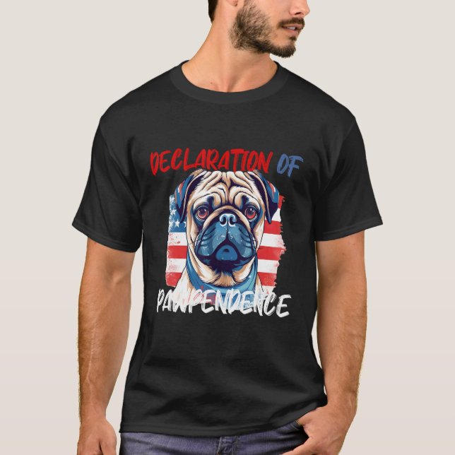 Camiseta Pug Patriótico de 4 de Julho (Frente)