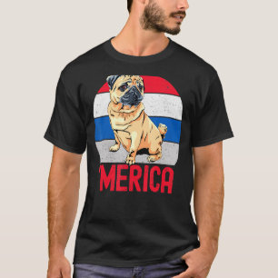 Camiseta Pug Patriótico Para A Mãe América Pai 4 De Julho