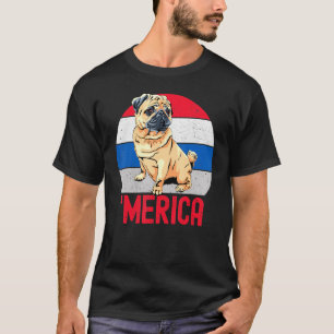 Camiseta Pug Patriótico Para A Mãe América Pai 4 De Julho
