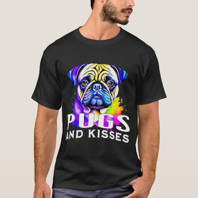 Camiseta Pug Pequeno e Engraçado e Vinho (Frente)