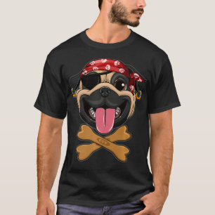 Camiseta Pug Pirate Halloween Costume Skull Dog Biscuit