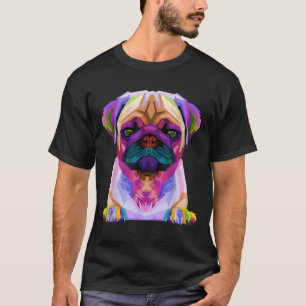 Camiseta Pug Pop art Retrato Colorido Carlino para Amor de