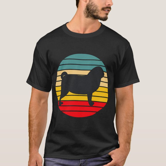 Camiseta Pug Pôr do Sol Retrô (Frente)