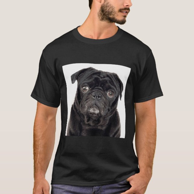 Camiseta Pug Preto Clássico 445 (Frente)