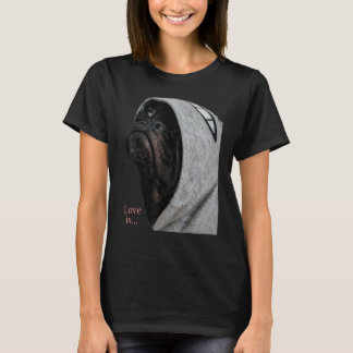 Camiseta Pug Preto Mulheres Homens Pug Mãe Pai Vid