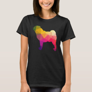 Camiseta Pug Pug Arco-íris Colorido Colorido Desenho Linear