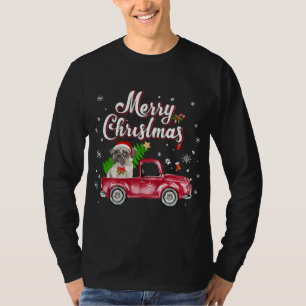 Camiseta Pug Retriever Rides Red Truck Natal Pajama
