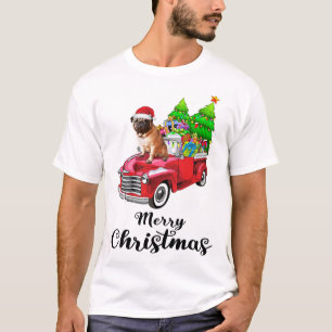 Camiseta Pug Ride Red Truck Natal Pajama