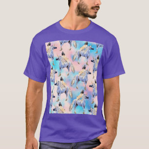 Camiseta Pug Rodando um Gráfico Unicórnio
