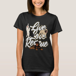 Camiseta pug rottie border collie live love rescue animal l