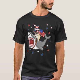 Camiseta Pug Sharon 4 De Julho Cão Pai Cãozinho
