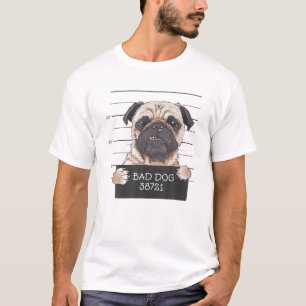 Camiseta Pug Shot Dog E Puppy Mugshot Cartografia Engraçad