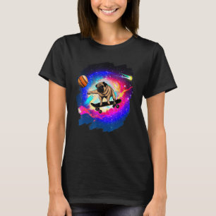 Camiseta Pug Skate fazendo skate no Espaço Sideral Retro Vi