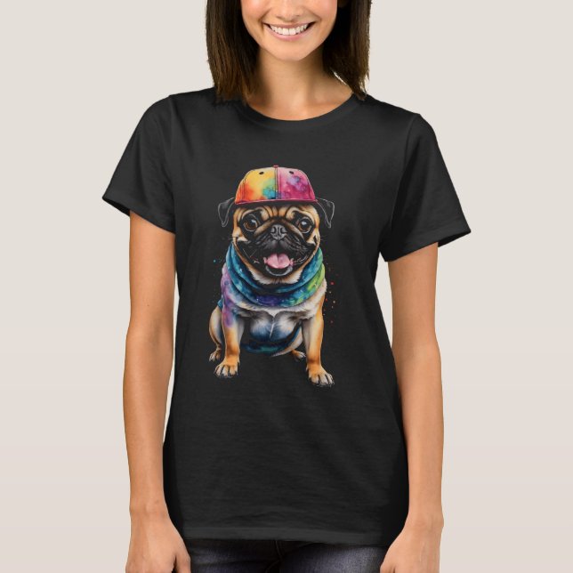 Camiseta Pug Snapback Boné Cão Cachorro Engraçado Cachorro  (Frente)
