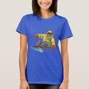 Camiseta Pug Snowboarder Snowboard