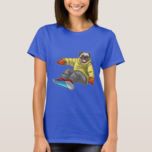 Camiseta Pug Snowboarder Snowboard (Frente)