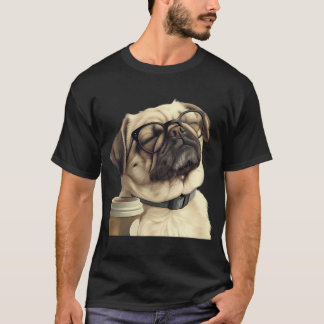 Camiseta Pug Sonolento e Café