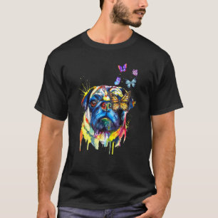 Camiseta Pug Splash Borboletas Cachorro