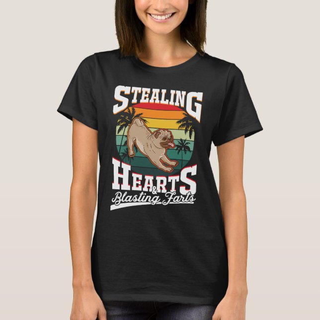 Camiseta Pug Stealing hearts & blasting farts Valentine's D (Frente)
