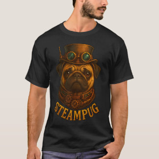 Camiseta Pug Steampunk "Steampug" mecânico retrô vintage