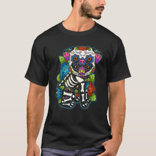Camiseta Pug Sugar Skull México Cão Calavera Dia De Los Mue