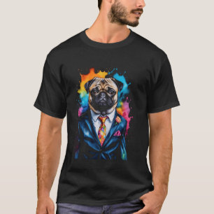 Camiseta Pug Suit Dog Impressão Gráfico de Arte Animal Engr