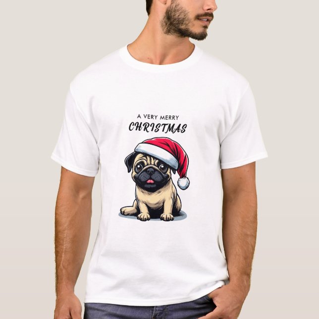 CAMISETA PUG T SHIRT PARA NATAL (Frente)