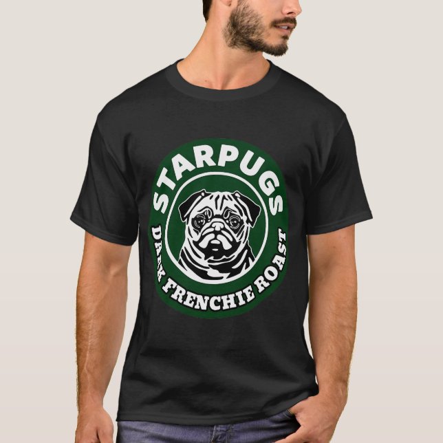 Camiseta Pug; Torra Frenchie Escura; (Frente)