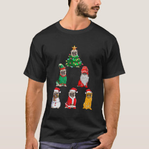 Camiseta Pug Tree Papais noeis Gnomos Elf Cachorro Sobrepel