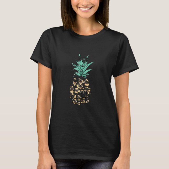 Camiseta Pug Tropical Fruta Abacaxi (Frente)