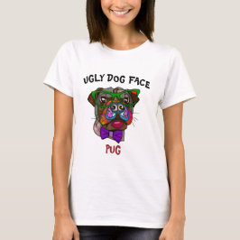Camiseta Pug único em óculos escuros rosto feio de cão T-Sh