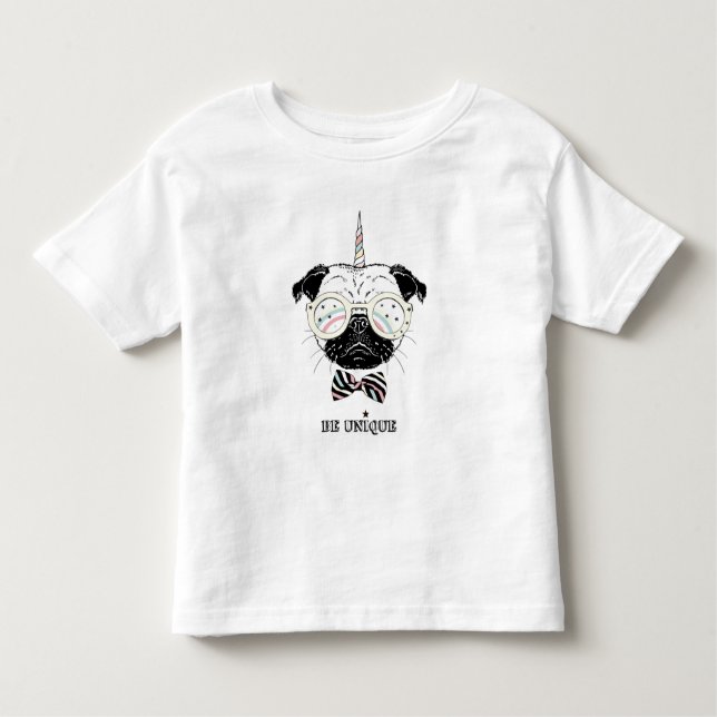 Camiseta Pug Unicorn | Ser único (Frente)