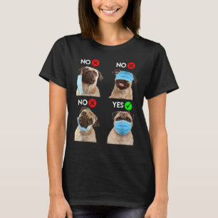 Camiseta Pug Vestir Máscara à Direita Distância Social C