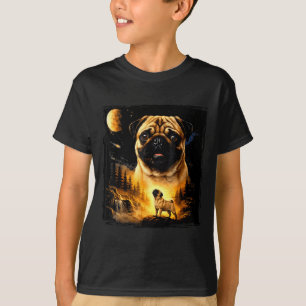 Camiseta Pug Vintage dos Anos 90 Uivando Para a Lua Mãe de