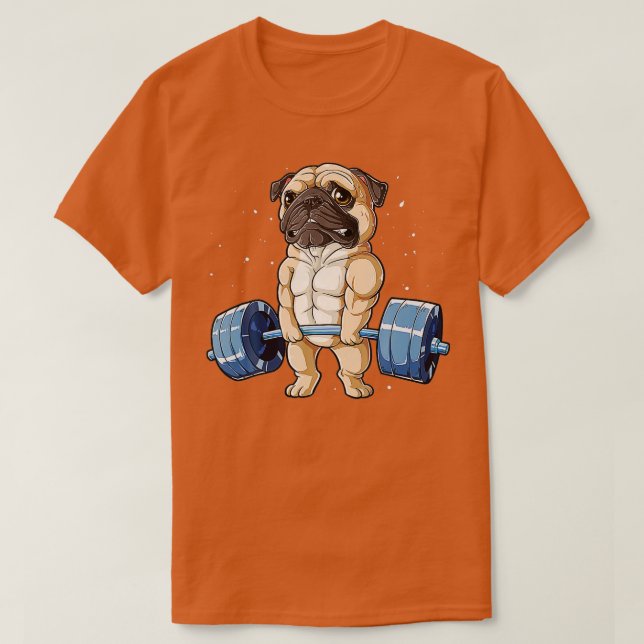Camiseta Pug Weising Engraçados Homens Malhação Gym W (Frente do Design)