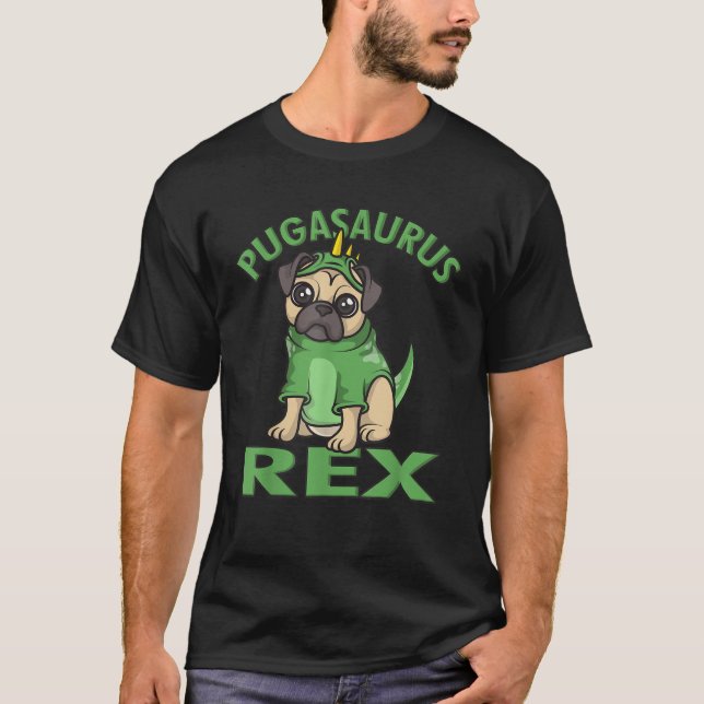 Camiseta Pugasaurus Rex Cute Puglet Dino Pug Dinosaur Engra (Frente)