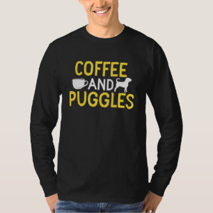 Camiseta Puggle E Café Gráfico Mulheres Homens Crianças Pu