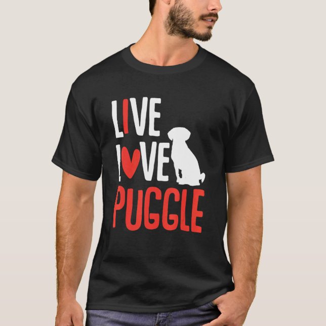 Camiseta Puggle Gráfico Para Mulheres Meninas Viva Ame Pugg (Frente)