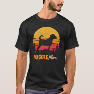 Camiseta Puggle Mamãe Vintage Retro Dog Women Gift